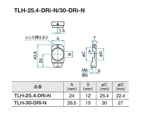 61-6997-60 小型固定式レンズホルダー 適応素子サイズφC：φ30mm 有効径