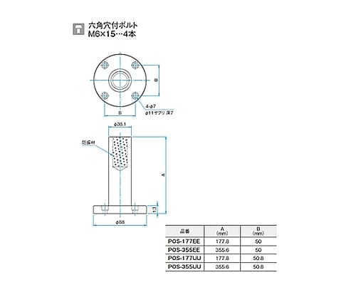 61-6998-63 垂直面粗動ユニット・水平面粗動ユニット A：355.6mm B：50mm POS-355EE