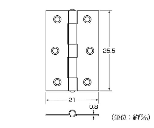 61-7025-31 ステンレス蝶番 25mm 入数：2 72621