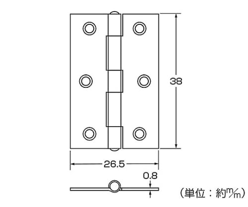 61-7025-33 ステンレス蝶番 38mm 入数：2 72623