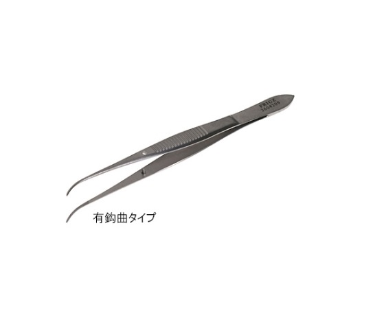 グレフェ デリケートピンセット 10cm 有鈎 曲