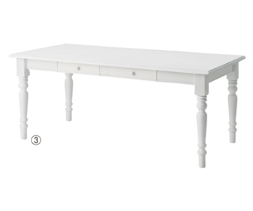 カントリーテーブル ホワイト W180cm 61-83-2-3