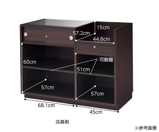 61-7216-19 ショーケースカウンター W120cm ホワイト 61-142-5-2