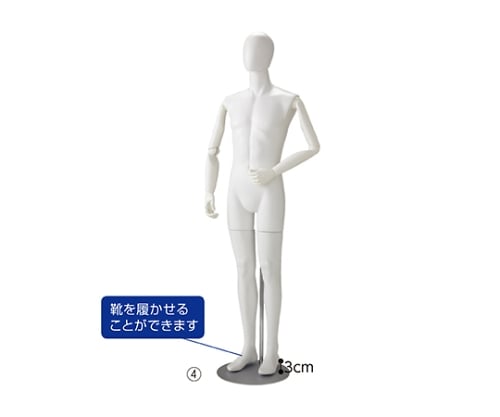 紳士腰受けマネキン 顔付き可動腕