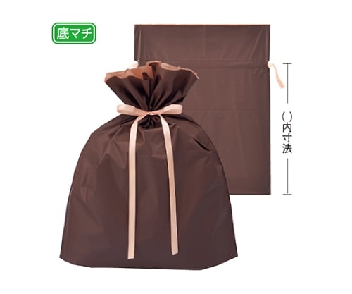 【20枚】梨地リボン付きギフトバッグ ブラウン  45×56(42)×底マチ12cm