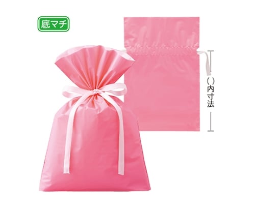 【20枚】梨地リボン付きギフトバッグ ピンク  31×43(30)×底マチ12cm