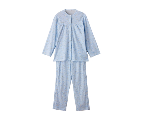 婦人介護フルオープンパジャマ サックス M 38515-01