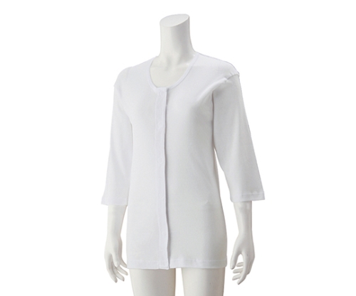 婦人7分袖大寸ワンタッチシャツ ホワイト 5L 38123-14