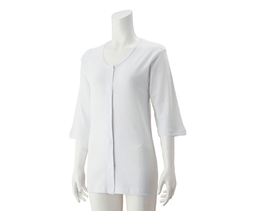婦人7分袖大寸ホックシャツ ホワイト 3L 38115-05