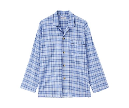 紳士介護腰開きパジャマ ブルー S