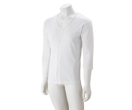 紳士7分袖大寸ワンタッチシャツ ホワイト 5L