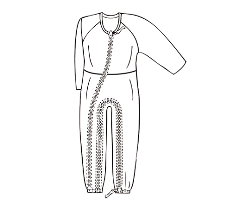 介護用フルオープンつなぎパジャマ ブルー M　38728-01