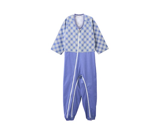 介護用フルオープンつなぎパジャマ ブルー L