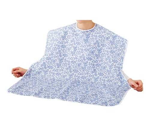 名札付食事用エプロン ブルー