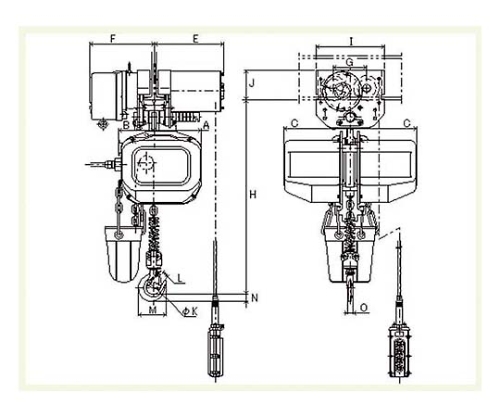 61-7711-03 FAM型トロリ式電気チェーンブロック ４点押ボタン 0.5ton