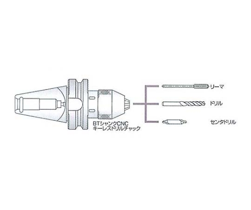61-7729-36 CNCキーレスドリルチャック (BTシャンク) BT40-LC13F-135