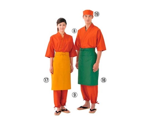 作務衣パンツ EL3379-3（男女兼用）橙 3L 6787980