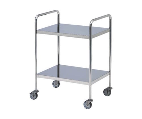 ステンレス両ハンドル式ミニテーブルワゴンスチールキャスター付