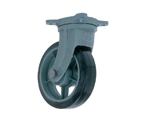 鋳物重荷重用ゴム車輪自在車付き HBーg410X90
