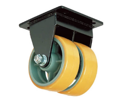 鋳物超重荷重用双輪キャスター固定車ウレタン車輪付UHBWーk150X75