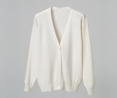 抗ピル長袖カーディガン ホワイト LL
