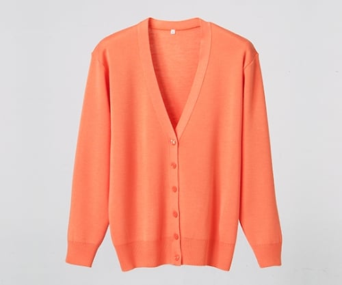 抗ピル長袖カーディガン オレンジ L
