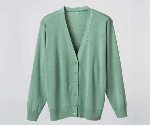 抗ピル長袖カーディガン グリーン L