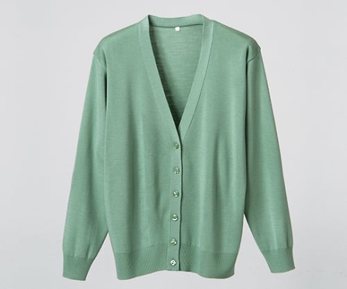 抗ピル長袖カーディガン グリーン LL