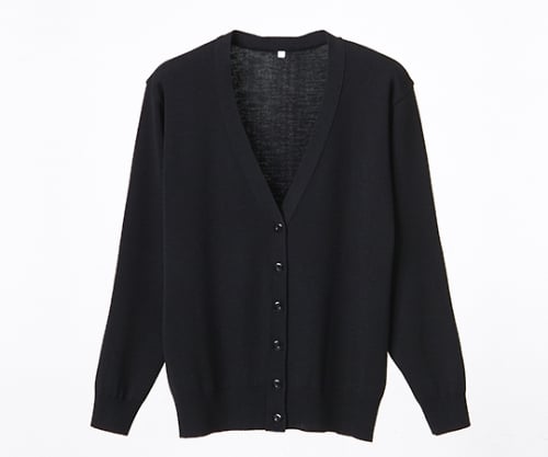 抗ピル長袖カーディガン ブラック 3L