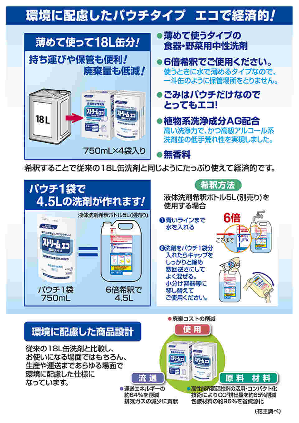 61-8509-08 ストリームエコ 濃縮タイプ 750mL×4 業務用 【AXEL】 アズワン