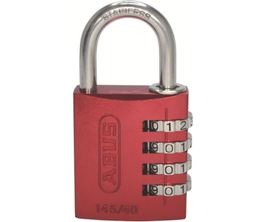 ナンバー可変式ステンレスシャックル南京錠　145IB-40　レッド