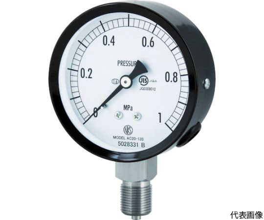 普通形圧力計（A枠立形・φ75・G3/8B・0.0～0.10Mpa）　AC20-133-0.1MP