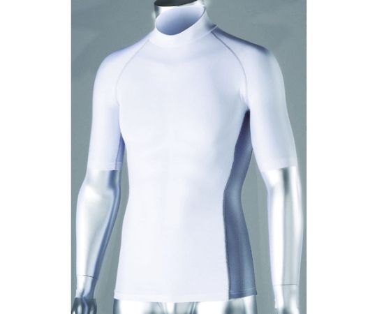 冷感・消臭 パワーストレッチ半袖ハイネックシャツ ホワイト S JW-624-WH-S