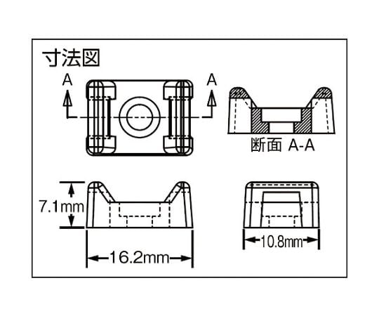 タイマウント 耐薬品・耐熱・対放射線性タイプ 10.8×16.2×7.1 使用ねじM4 （100個入）　TM2S8-C71