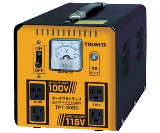 61-8886-61ポータブルトランス30A3kVA降圧昇圧兼用型TPT-30BD
