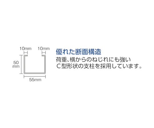 TUG型中量ボルトレス棚 450kg 単体型 955×626×H1800 5段　TUG450-63L-5