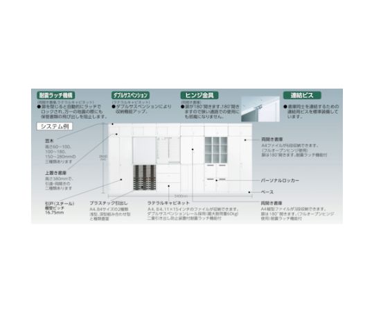 ユニット型壁面書庫　カタログケース　引出B4　浅X36深X18　W色　URW-1138B