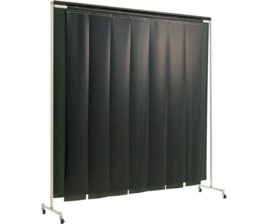 溶接遮光フェンス クグレール 遮光用衝立のれん型（アルミニウムフレーム・シート付） 2×2m キャスター付 ダークグリーン