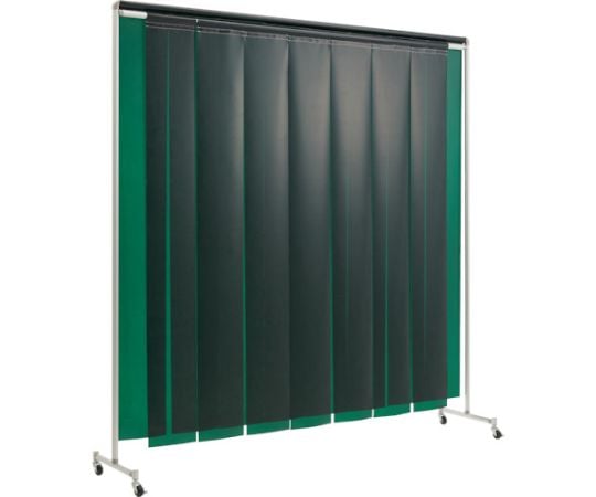 溶接遮光フェンス クグレール 遮光用衝立のれん型（アルミニウムフレーム・シート付） 2×2m キャスター付 グリーン