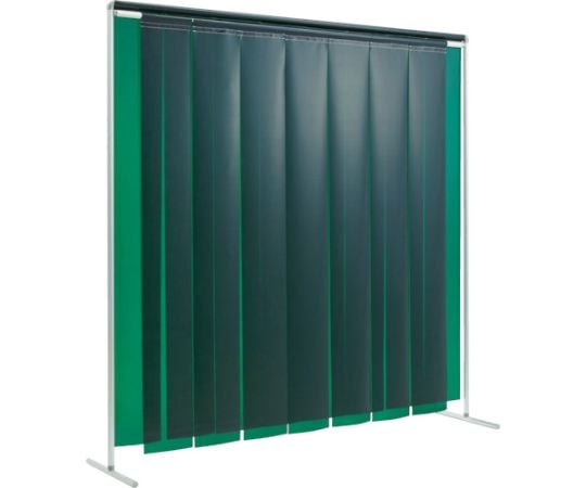 溶接遮光フェンス クグレール 遮光用衝立のれん型（アルミニウムフレーム・シート付） 2×2m キャスター無し グリーン