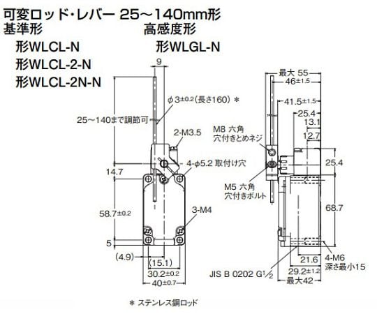 61-8980-81 リミットスイッチ(可変ロッド・レバー形90°) EA940DK-12LA