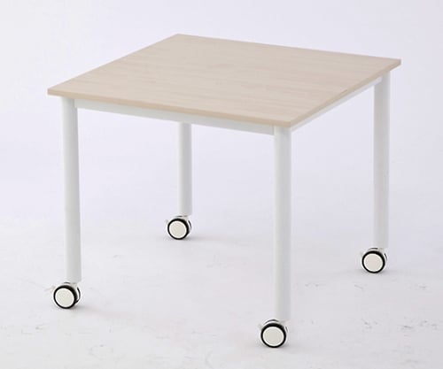 キャスターテーブル ホワイト脚 W800xD800 ナチュラル