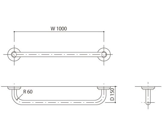 握りバー 化粧丸座80径 外径38mm バフ研磨仕上