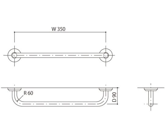 握りバー 化粧丸座80径 外径38mm バフ研磨仕上