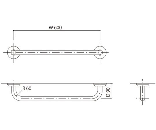 握りバー 化粧丸座80径 外径38mm バフ研磨仕上
