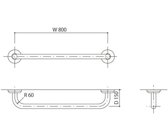 握りバー 化粧丸座80径 外径38mm バフ研磨仕上