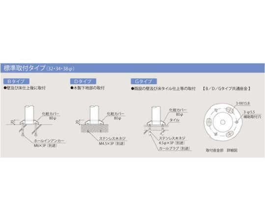 バリアフリー手摺 小便器用 32径 バフ研磨仕上