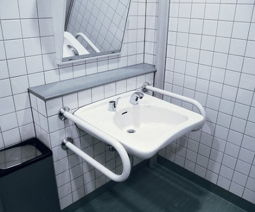 バリアフリー手摺 洗面・手洗器用 34径 ヘアライン仕上