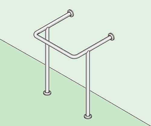 バリアフリー手摺 洗面・手洗器用 38径 バフ研磨仕上
