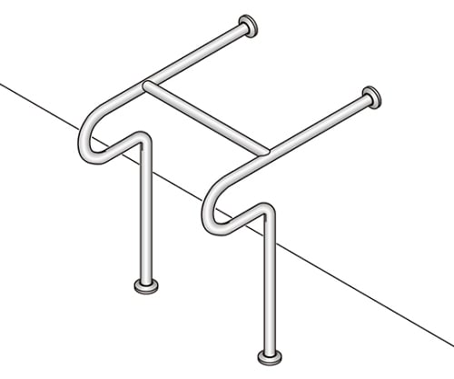 バリアフリー手摺 洗面・手洗器用 38径 バフ研磨仕上